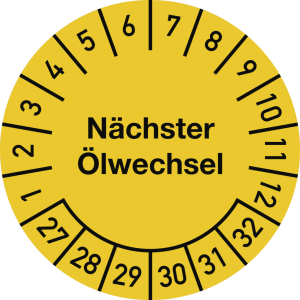 Dreifke&reg; Pr&uuml;fplakette N&auml;chster &Ouml;lwechsel 2027-2032, Dokumentenfolie, &Oslash; 25 mm,...