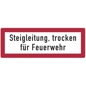 Dreifke&reg; Feuerwehrschild, Steigleitung, trocken f&uuml;r Feuerwehr - DIN 4066 | Al...
