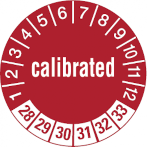 Dreifke&reg; Aufkleber | Pr&uuml;fetikett calibrated ab 28 rot/wei&szlig; - 30 mm Folie selb...