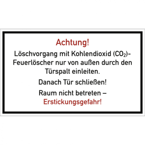 Dreifke&reg; L&ouml;schvorgang mit CO2-Feuerl&ouml;scher durch T&uuml;rspalt, Folie, 250x150 mm