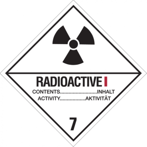 Dreifke&reg; Gefahrzettel, Gefahrgutklasse 7A - Radioaktive Stoffe, Kategorie: I-...