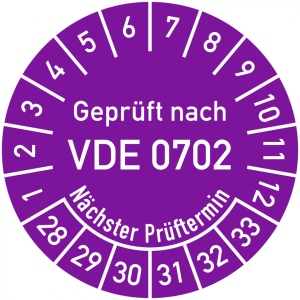 Dreifke&reg; Pr&uuml;fplakette VDE 0702 N&auml;chster Pr&uuml;ftermin, 2028-2033, Dokumentenf., ...