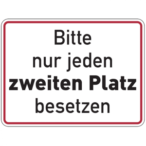Dreifke&reg; Hinweisschild, Bitte nur jeden zweiten Platz besetzen, 150 x 200 mm,...