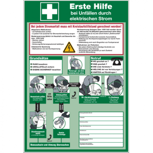 Dreifke&reg; Aushang, Erste Hilfe bei Unf&auml;llen durch elektrischen Strom - praxisb...