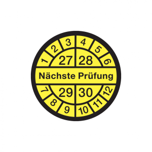 Dreifke&reg; Aufkleber Pr&uuml;fplakette, N&auml;chste Pr&uuml;fung, schwarz/gelb, Dokumentenfol...