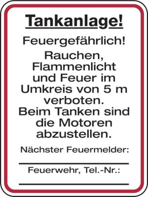 Dreifke&reg; Hinweisschild, Tankanlage zur Selbstbeschriftung, Aluminium, 400 x 3...