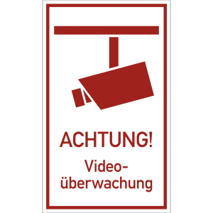 Dreifke&reg; ACHTUNG! Video&uuml;berwachung, Alu, 300x500 mm
