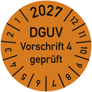 Dreifke&reg; Pr&uuml;fplakette 2027 DGUV Vorschrift 4 gepr&uuml;ft, Folie, &Oslash; 15 mm, 10 St&uuml;ck