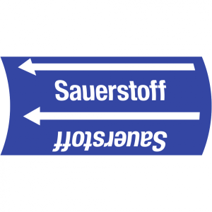 Aufkleber Band f&uuml;r Rohre bis &Oslash; 50 mm, Gruppe 0 Sauerstoff, Folie, 76 mm x 33 m