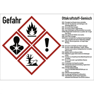 Dreifke&reg; Gefahrstoffkennzeichnung Ottokraftstoff Gemisch, GHS, Folie, 105x74 ...