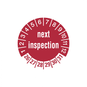 Dreifke&reg; Aufkleber Pr&uuml;fplakette, next inspection, rot/wei&szlig;, Folie, &Oslash; 30 mm - ...