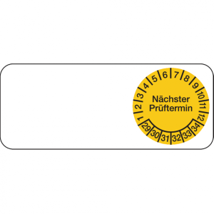 Dreifke&reg; Kabelpr&uuml;fplakette n&auml;chster Pr&uuml;ftermin ab 29 gelb/sch - 50x20 mm Foli...