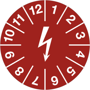 Dreifke&reg; Pr&uuml;fplakette f. elektr. Einrichtungen,Folie-Spezialkl.,rot,&Oslash; 15 mm, ...