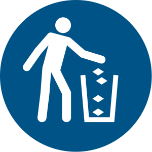 Gebotszeichen 'Abfallbeh&auml;lter benutzen' (M030), gem ASR A1.3 (DIN EN ISO 7010) Schild Kunststoff 20cm 1 Stück