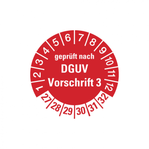 Dreifke&reg; Aufkleber Pr&uuml;fplakette, gepr&uuml;ft nach DGUV Vorschrift 3, rot/wei&szlig;, &Oslash; ...
