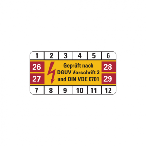 Dreifke&reg; Aufkleber Pr&uuml;fplakette, DGUV Vorschrift 3 &amp; DIN VDE 0701, Folie, 25x...