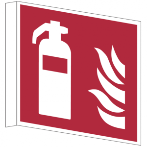 Dreifke&reg; Brandschutzzeichen, Feuerl&ouml;scher F001, Fahnenschild | Alu glatt, lan...