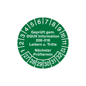 Dreifke&reg; Aufkleber Pr&uuml;fplakette, DGUV Information 208-016 N&auml;chster Pr&uuml;ftermin...