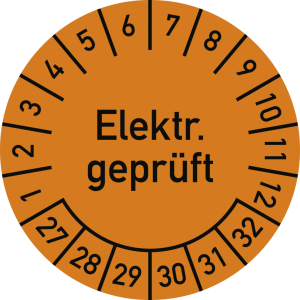 Dreifke&reg; Pr&uuml;fplakette Elektr. gepr&uuml;ft 2027 - 2032, Folie, &Oslash; 30 mm, 10 St&uuml;ck/B...