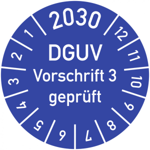 Dreifke&reg; Pr&uuml;fplakette 2030 DGUV Vorschrift 3 gepr&uuml;ft, Dokumentenfolie, &Oslash; 15 m...