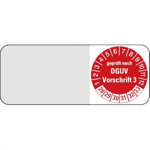 Dreifke&reg; Kabelpr&uuml;fplakette ab 28 nach DGUV Vorschrift 3 rot/w - 50x20 mm Foli...