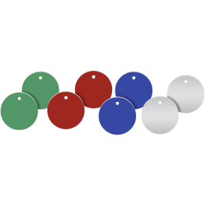Werkzeugmarken ohne Gravur, Alu, eloxiert, Rot, &Oslash; 30 mm, 25 St&uuml;ck/VE