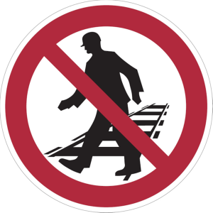Dreifke&reg; Alu-Schild, gepr&auml;gt "Betreten der Gleisanlagen verboten", &Oslash;20cm, 1 S...
