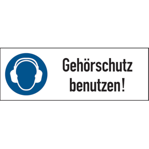 Dreifke&reg; Aufkleber | Kombi-Gebotsschild, Geh&ouml;rschutz benutzen, 74 x 210 - 210...