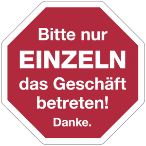 Dreifke&reg; Aufkleber Hygieneschild, Bitte nur EINZELN, Folie, 150 x 150 mm, Fol...