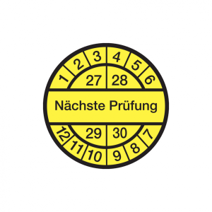 Dreifke&reg; Aufkleber Pr&uuml;fplakette, N&auml;chste Pr&uuml;fung, schwarz/gelb, Dokumentenfol...
