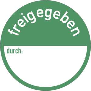 Dreifke&reg; freigegeben durch:, Folie, wiederabl&ouml;sbar, &Oslash; 50 mm, 500 St&uuml;ck/Rolle