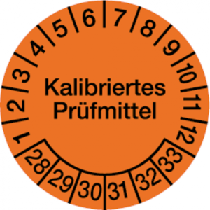 Dreifke&reg; Pr&uuml;fplakette, Kalibriertes Pr&uuml;fmittel, Orange/Schwarz, - 30 mm Folie...