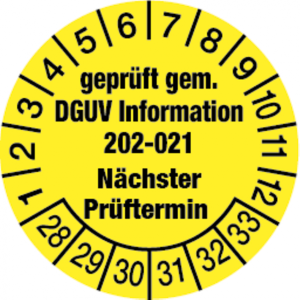 Dreifke&reg; Pr&uuml;fplakette, DGUV Information 202-021 N&auml;chster Pr&uuml;fter - 30 mm Foli...