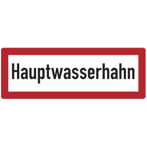 Dreifke&reg; Feuerwehrschild, Hauptwasserhahn - DIN 4066 | Folie selbstklebend | ...