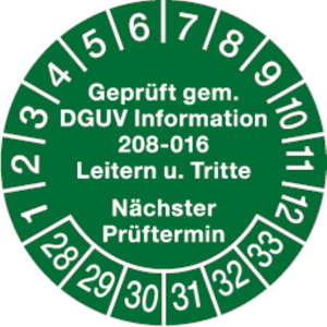 Dreifke&reg; Pr&uuml;fplakette ab 28 Gepr&uuml;ft gem. DGUV Information 208-01 - 30 mm Foli...