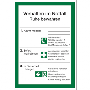 Dreifke&reg; Aushang, Verhalten im Notfall - ISO 7010 | PVC langnachleuchtend | 2...