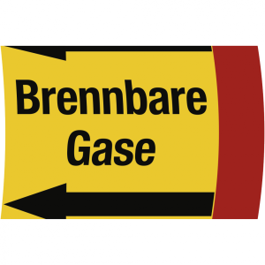 Aufkleber Band f&uuml;r Rohre &uuml;ber &Oslash; 50 mm, Gruppe 4 Brennbare Gase, Folie, 100 mm...