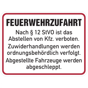 Dreifke&reg; Hinweisschild Feuerwehrzufahrt, Feuerwehrzufahrt nach &sect;12 StVO | Alu...