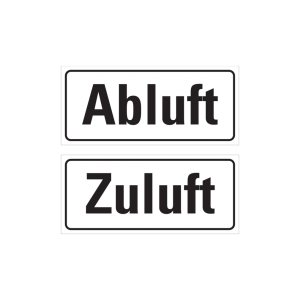 Dreifke&reg; Hinweisschilder, Abluft / Zuluft, 40 x 90 mm, Folie - je 1 St&uuml;ck, Fo...