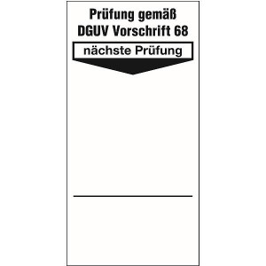 Grundplaketten Pr&uuml;fung gem&auml;&szlig; BGV D27, n&auml;chste Pr&uuml;fung wei&szlig;/schwarz 40x80mm 100St