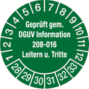 Dreifke&reg; Pr&uuml;fplakette ab 28 gepr&uuml;ft gem. DGUV Information 208-01 - 30 mm Foli...