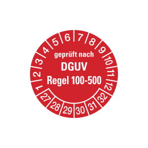 Dreifke&reg; Aufkleber Pr&uuml;fplakette, DGUV Regel 100-500, rot/wei&szlig;, Folie, &Oslash; 30 mm...
