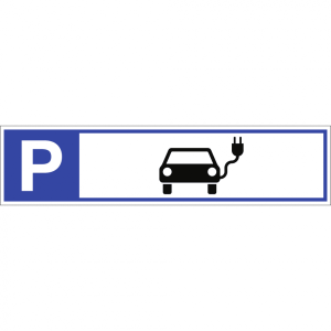 Dreifke&reg; Schild, Parkplatzreservierer Symbol Elektrofahrzeug, Alu, 460x110 mm