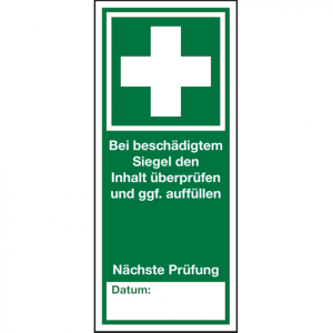 Dreifke&reg; Erste Hilfe Pr&uuml;fsiegel Verbandkasten, Bogen = 5 St&uuml;ck | Dokumentenfo...