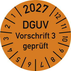 Dreifke&reg; Pr&uuml;fplakette 2027 DGUV Vorschrift 3 gepr&uuml;ft, Dokumentenfolie, &Oslash; 15 m...