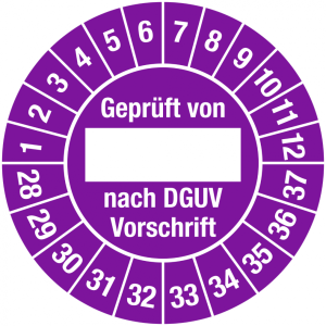 Dreifke&reg; Pr&uuml;fplakette Gepr&uuml;ft von ___ nach DGUV Vorschrift, 2028-2037, Dokume...