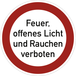 Dreifke&reg; Schild Feuer, offenes Licht und Rauchen verboten, Textschild, Alu, &Oslash;...