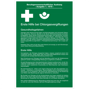 Dreifke&reg; Aushang, Erste Hilfe bei Chlorgasvergiftungen | Alu gepr&auml;gt | 200x30...
