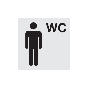 Dreifke&reg; WC-Schild, Herren, Piktogramm, 60 x 60 mm, Alu glatt 1 Stk.