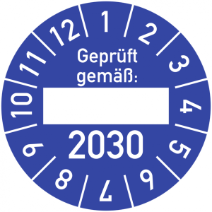 Dreifke&reg; Pr&uuml;fplakette Gepr&uuml;ft gem&auml;&szlig;: 2030, Folie, &Oslash; 30 mm, 10 St&uuml;ck